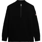 Superdry Slouchy Knitted Half Zip Sweater Noir L Femme