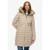 Superdry pour femme. W5011999A Manteau Fuji Faux beige (M), Casuel, Polister recyclé, Durable