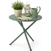 Ambiance Petite table d'appoint Tuin - verte - métal - Diamètre 48 cm - Hauteur 48 cm - ronde - table basse