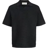 Jack & Jones Nantucket Knit Split Neck Short Sleeve Polo Noir L Homme