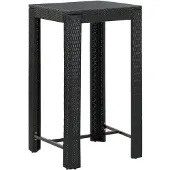 vidaXL Table de bar de jardin noire 60,5x60,5x110,5 cm Poly rotin