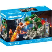 Playmobil Hero Battles Against The Giant Lizard Construction Game Multicolore Enfants