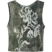 Desigual T-shirt olive / blanc