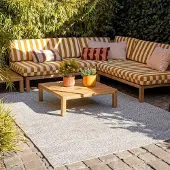 FRAAI Tapis d'extérieur - Summer Tile Gris Clair | 200x290 cm | Rectangulaire | Tissage plat