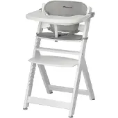 Bebeconfort Timba + coussin d'assise, Chaise haute évolutive, 6 mois-10 ans, Plateau amovible, Assise/repose-pieds réglable, Blanc + Gris clair