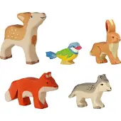 Holztiger Ensemble d'animaux de la forêt en bois Holztiger - jouets faits main pour enfants