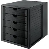 HAN Module à tiroirs SYSTEMBOX KARMA, 5 tiroirs fermés, DIN A4, facile à utiliser, L 274 x P 330 x H 320 mm, noir