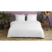 Hanche Enveloppe de couette "uni dessin" - Blanc - (140x200/220 cm) - Satin de coton