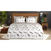 Good Morning Enveloppe de couette "plumes" - Blanc - (200x200/220 cm) - Flanelle de coton