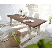 DELIFE Table-à-manger Edge 300x100 XL acacia marron acier inoxydable large Live-Edge