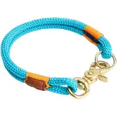Hunter Collier pour chien - - Corde nylon & cuir - Fermoir laiton - bleu