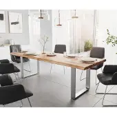 DELIFE Table-à-manger Edge 260x100 XL acacia nature acier inoxydable mince Live-Edge