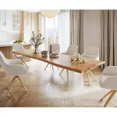 DELIFE Table à manger Edge 280x100 XL acacia nature verre Live-Edge