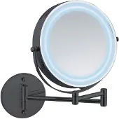 Wenko Miroir mural Power-Loc LED Mod. Lumi noir, avec grossissement 5x
