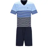 Hajo Pyjama court bleu / marine / bleu roi / blanc