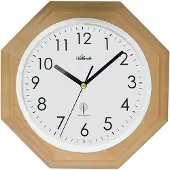 Atlanta 4324/30 Horloge murale radiofréquence analogique octogonale bois aulne
