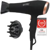 TZS First Austria Sèche-cheveux , 2200 W, ions, coiffage en douceur, 3 niveaux de chaleur et 2 niveaux de ventilation, fonction Cool Shot pratique, diffuseur inclus, noir-rosé