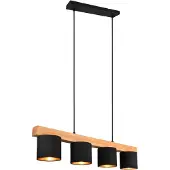 Reality Lustre CAMERON bois clair-noir-doré 4xE14x28W bois, dimensions : 150x75x12 cm, IP20, RL