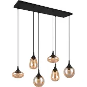 TRIO Suspension Lumina à 6 lumières avec abat-jour en verre ambré