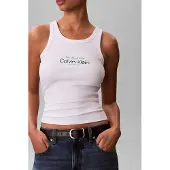 Calvin Klein Jeans Contour 2x2 Rib Graphic Sleeveless T-shirt Blanc M Femme