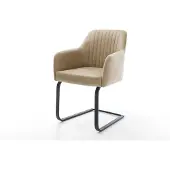 DELIFE Cantilever Greg-Flex microvelours beige vintage pied cantilever plat noir ressorts ensachés