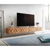 DELIFE Meuble-TV Fevo 220 cm acacia naturel 4 portes flottantes