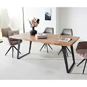 DELIFE Table-à-manger Edge 180x90 XL acacia nature métal incliné Live-Edge