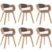 vidaXL Chaises de salle à manger 6 pcs. Bois courbé et tissu taupe