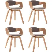 vidaXL Chaises de salle à manger 4 pcs. Bois courbé et tissu taupe
