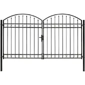vidaXL Portillon double porte avec dessus arqué Acier 300x200 cm Noir