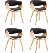 vidaXL Chaises de salle à manger 4 pcs. noir bois courbé et similicuir