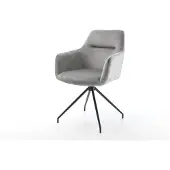 DELIFE Chaise-de-salle-à-manger Pejo-Flex velours gris pied croisé conique noir ressorts ensachés