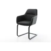 DELIFE Cantilever Pejo-Flex cuir de vache noir pied cantilever plat noir ressorts ensachés
