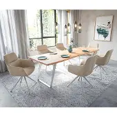 DELIFE Table-à-manger Edge 260x100cm acacia nature acier inoxydable argent incliné Live-Edge