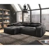 DELIFE Canapé d'angle Sirpio XL 270x170 cm Microfibre Noir Recamiere variable avec Tabouret