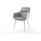 DELIFE Chaise-de-salle-à-manger Pejo-Flex velours gris 4 pieds coniques acier inoxydable brossé ressorts ensachés