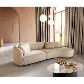DELIFE Canapé Mairi 330x160 cm Velours côtelé Beige