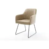 DELIFE Chaise-de-salle-à-manger Greg-Flex microvelours beige vintage pied trapèze noir ressorts ensachés
