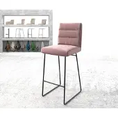 DELIFE Chaise-de-bar Pela-Flex velours rosé cadre de patins métal