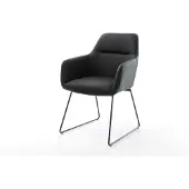 DELIFE Chaise-de-salle-à-manger Pejo-Flex cuir de vache noir pied trapèze noir ressorts ensachés