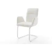 DELIFE Cantilever Vinja-Flex bouclé doux beige pied cantilever plat blanc