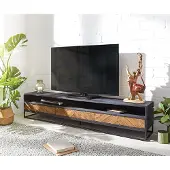 DELIFE Meuble-TV Famke 200 cm mangue teck 2 compartiments 3 tiroirs
