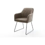 DELIFE Chaise-de-salle-à-manger Greg-Flex microvelours taupe vintage pied trapèze noir ressorts ensachés