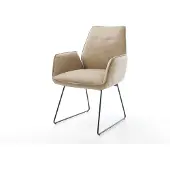 DELIFE Chaise-de-salle-à-manger Zoa-Flex microvelours beige vintage pied trapèze noir ressorts ensachés