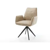 DELIFE Chaise-de-salle-à-manger Zoa-Flex microvelours beige vintage pied croisé angulaire noir ressorts ensachés