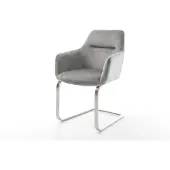 DELIFE Cantilever Pejo-Flex velours gris pied cantilever plat acier inoxydable brossé ressorts ensachés