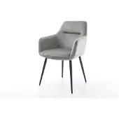 DELIFE Chaise-de-salle-à-manger Pejo-Flex velours gris 4 pieds coniques noir ressorts ensachés