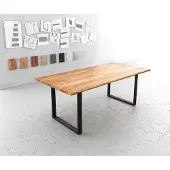 DELIFE Table-à-manger Edge 200x100 acacia nature métal noir Live-Edge