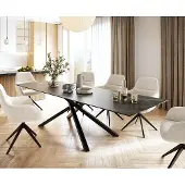 DELIFE Table-à-manger Edge 300x100cm Laminam céramique marron pieds milieu croisé noir