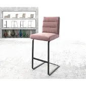 DELIFE Chaise-de-bar Pela-Flex velours rosé chaise cantilever métal plat